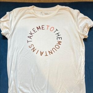 White “Take me to the mountains” Tee by Ten Tree.